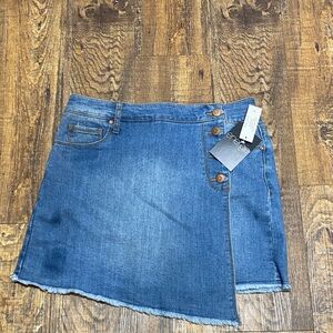 Energie Blue Denim Mini Skirt with‎ Button Detail